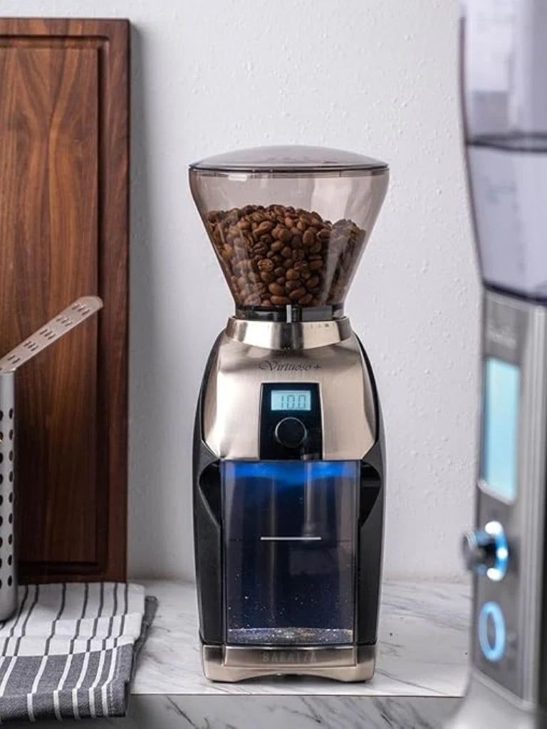 Baratza Virtuoso+ Precision Burr Coffee Grinder – 230V | Black & Silver | Café-Quality at Home